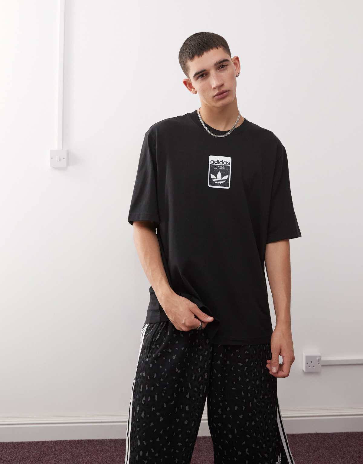 adidas Originals Leo oversized tee in black