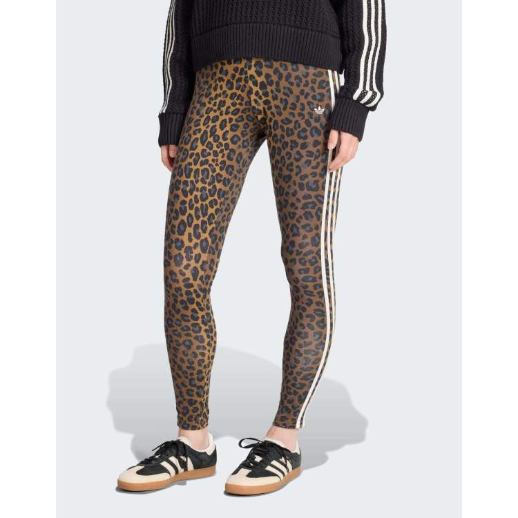 adidas☆Leopard 3-Stripes Legging レギンス【UK発】 adidas Originals Leopard 3-stripes legging in multicolor | ASOS