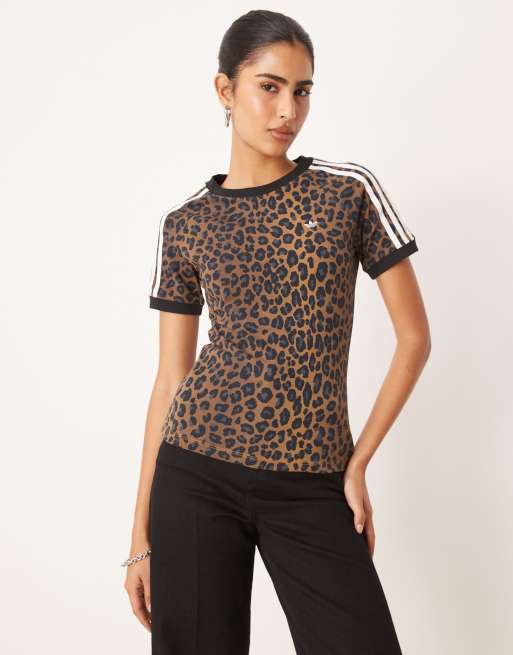 adidas Originals Leopard cali tee in multicolor
