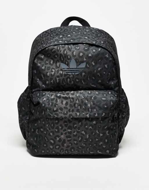 adidas Originals Leopard classic backpack in black / black