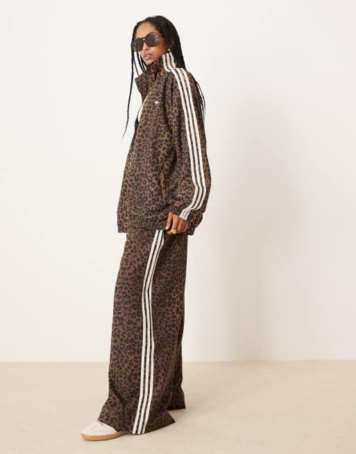 adidas Originals Leopard firebird oversized track pants in multicolor