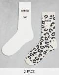 adidas Originals Leopard Luxe 2 pack socks-Black