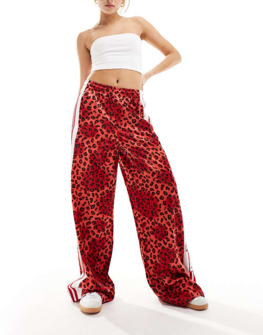 Adidas All Over Print Track Pants Women's Size XL Red Joggers