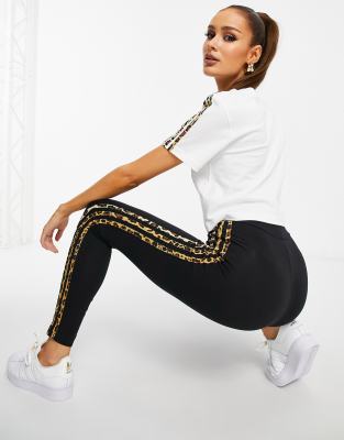 adidas white and leopard