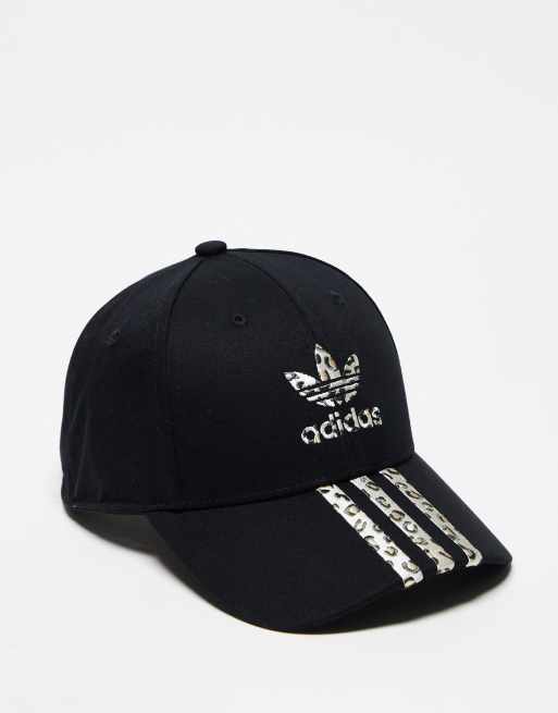 adidas Originals – Leopard Luxe – Czarna czapka z daszkiem i wzorem w cętki