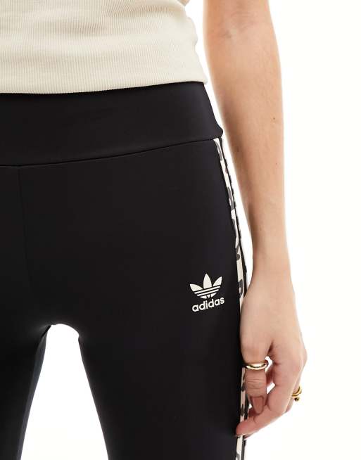 Black adidas Originals 3-Stripes Leopard Print Flare Leggings - JD Sports  Global