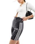 adidas Originals Leopard Luxe legging shorts in all over black leopard print