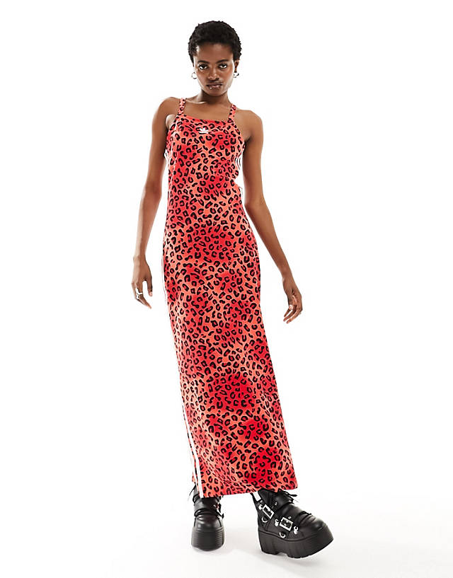 adidas Originals - leopard luxe maxi dress in all over red leopard print