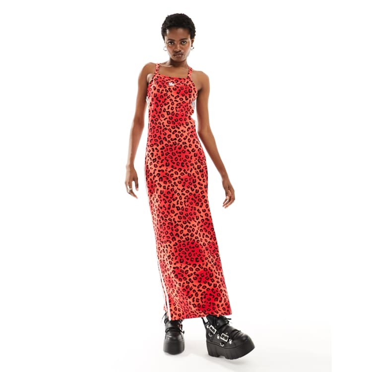 Asos red leopard store print dress