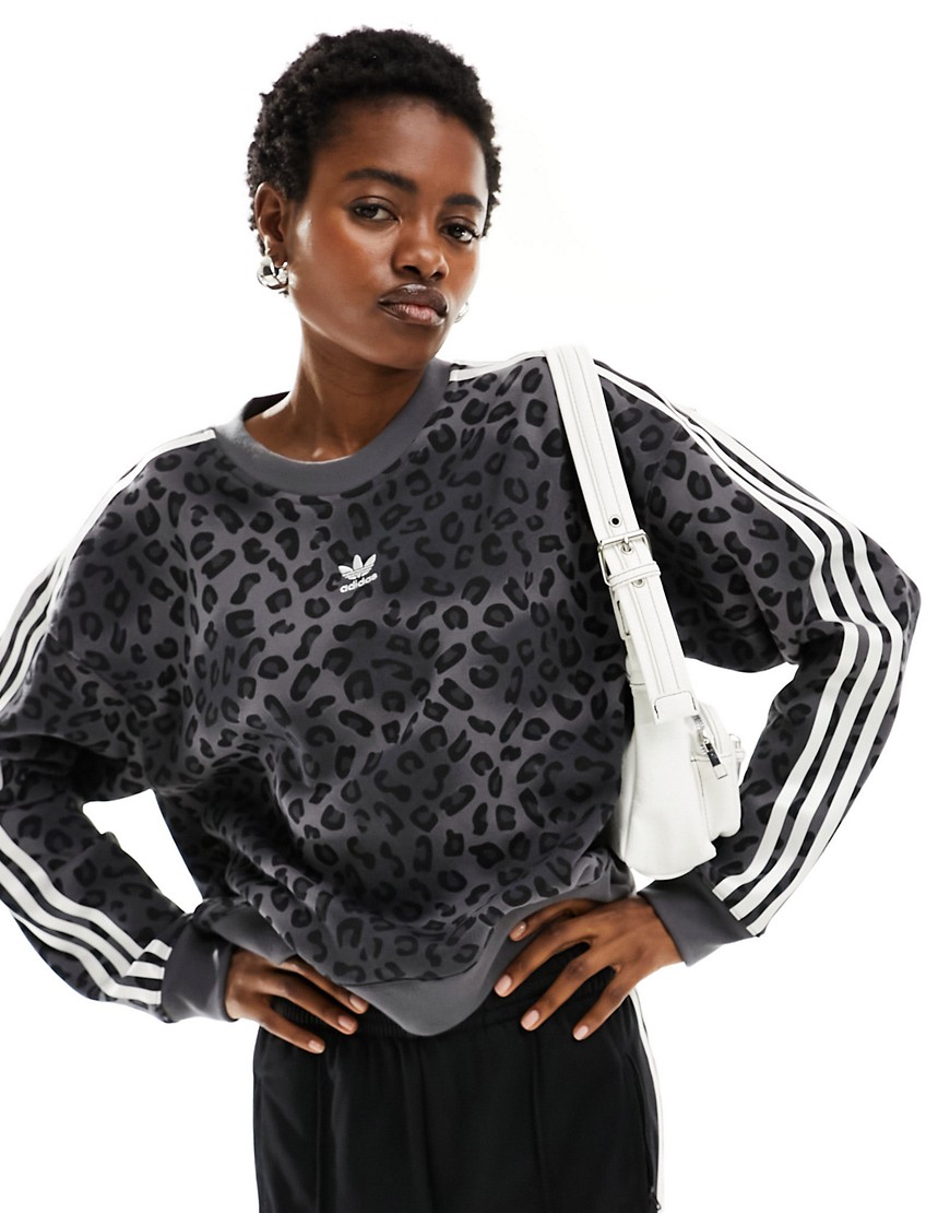 adidas Originals Leopard Luxe sweatshirt in all over black leopard print