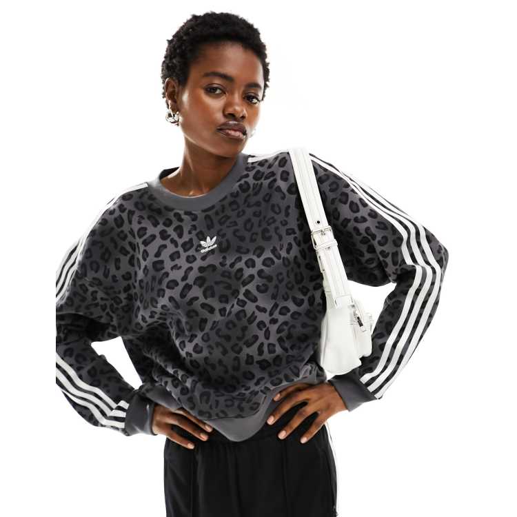 adidas Originals Leopard Luxe sweatshirt in all over black leopard