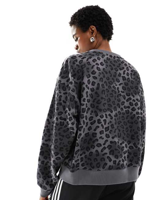 adidas Originals Leopard Luxe sweatshirt in all over black leopard print