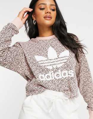 adidas Originals leopard print sweatshirt in pink