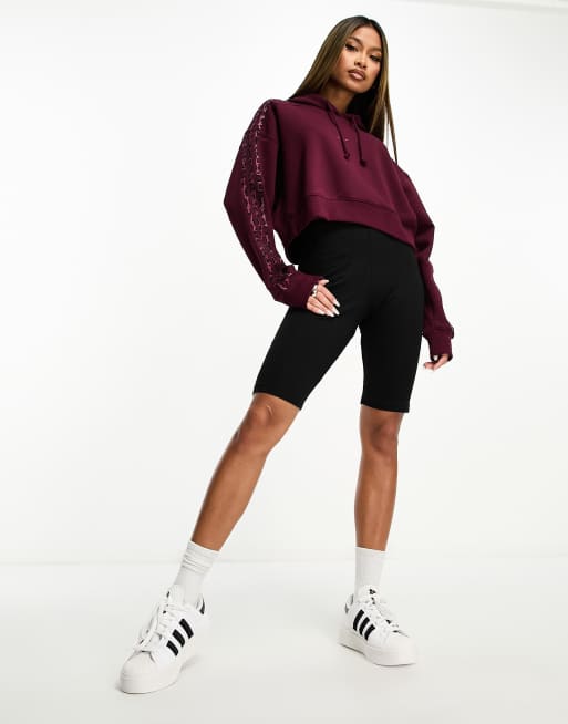 Adidas maroon 2024 cropped hoodie