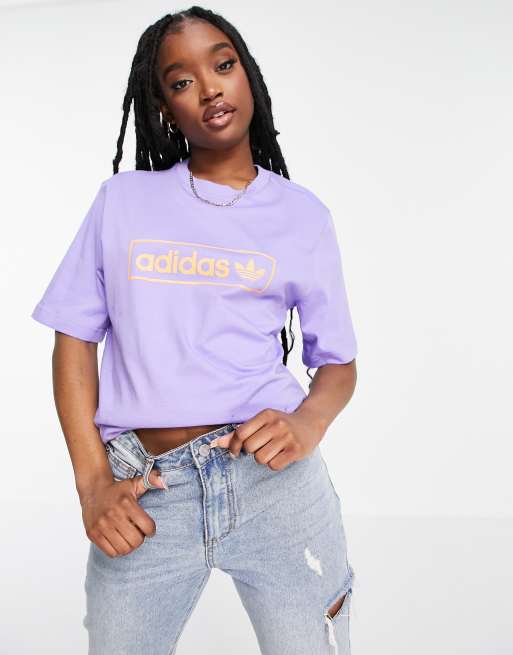 adidas Originals – Lila t-shirt med boyfriend-passform och logga