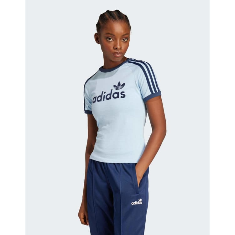 Tシャツ・カットソー Adidas Linear Cali Graphic T-Shirt Off White Night Indigo T-shirts adidas Linear Graphic Cali Tee Off White/ Night