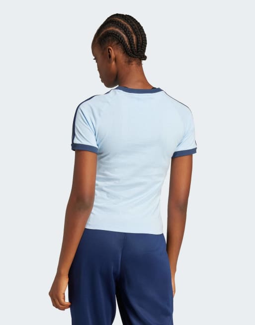adidas Originals Linear graphic cali tee in light blue and