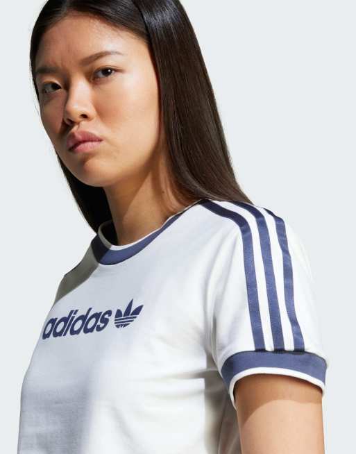 adidas Originals Linear logo 3-stripes tee in cloud white, 3 of 4