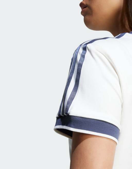 adidas Originals Linear logo 3-stripes tee in cloud white, 4 of 4