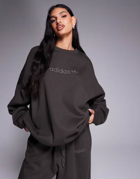 adidas Originals linear logo sweatshirt in dark khaki - view 1