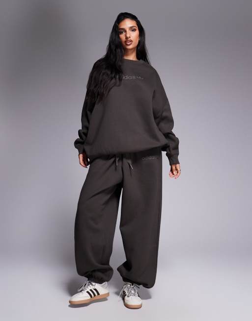 adidas Originals linear logo sweatshirt in dark khaki