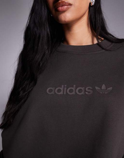 adidas Originals linear logo sweatshirt in dark khaki