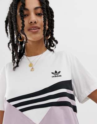 adidas originals linear sweater in lilac and black