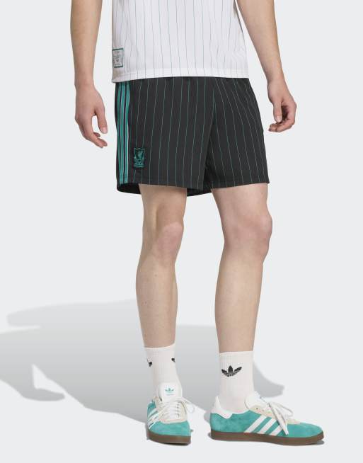 adidas Originals Liverpool fc terrace icons shorts in black / sea green