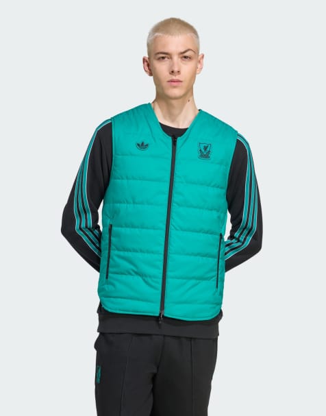 adidas Originals Liverpool fc terrace icons vest in black / sea green - view 1