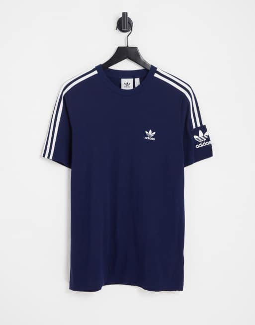 adidas Originals – Lock Up – Granatowy T-shirt z logo Trefoil