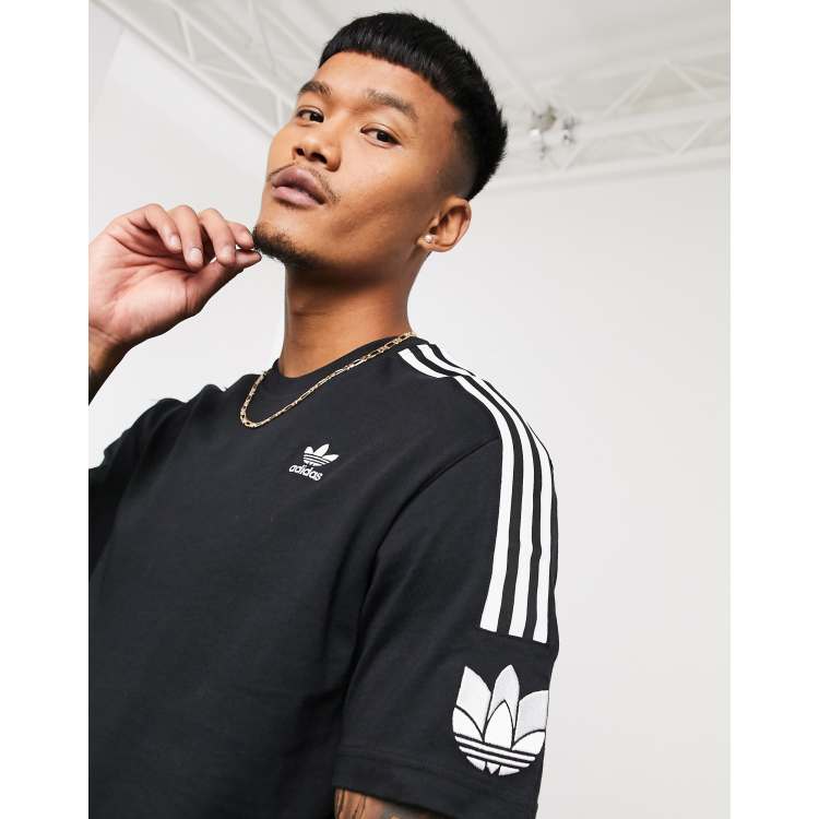 adidas Originals lock up t shirt in black with 3D trefoil ASOS