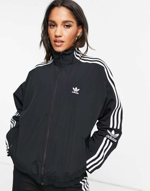 adidas Originals Lock Up three stripe logo high neck zip up track top ...