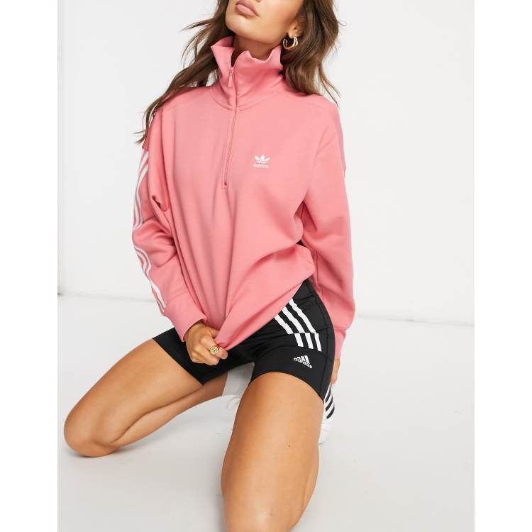 Adidas half zip pink sweatshirt sale