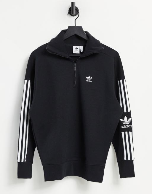 adidas Originals Locked Up Hochgeschlossenes Sweatshirt mit kurzem ReiBverschluss in Schwarz