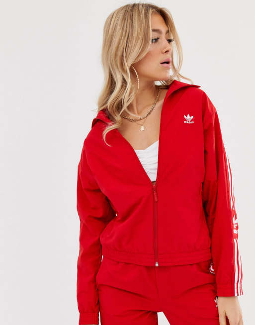 adidas Originals Locked Up logo track jacket in red