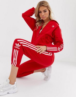 adidas originals locked up logo track jacket in red
