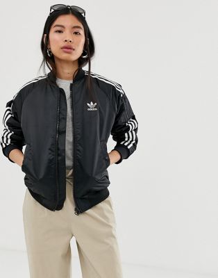 adidas originals three stripe track jacket in black