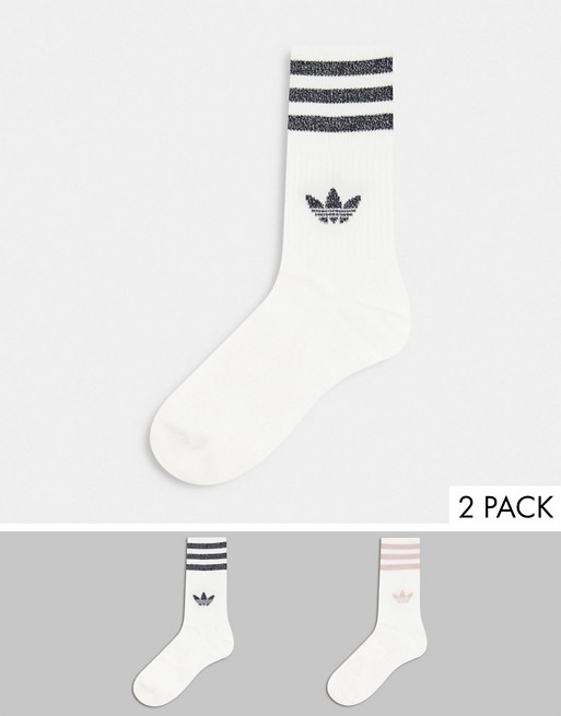 adidas Originals logo 2 pack crew socks in multi