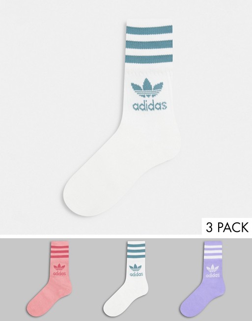 adidas Originals logo 3 pack crew socks in multi