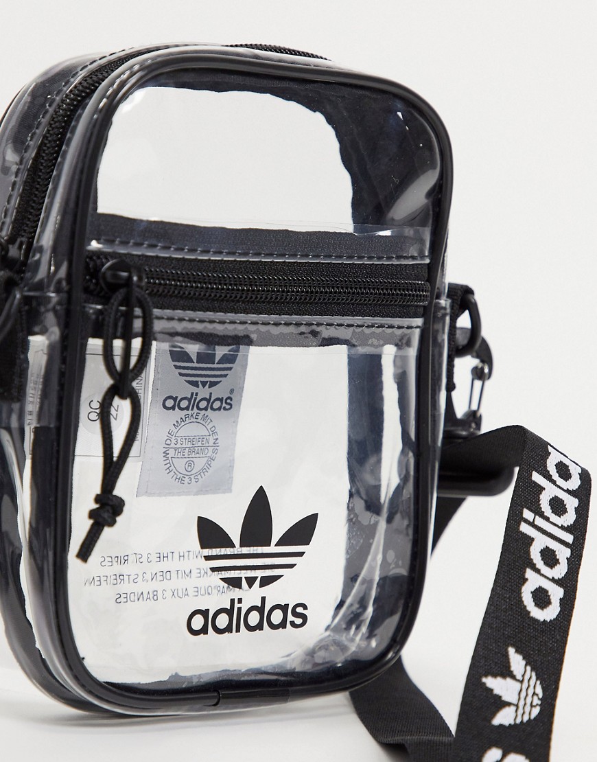 Adidas Originals Logo Across Body Bag In Transparent-white
