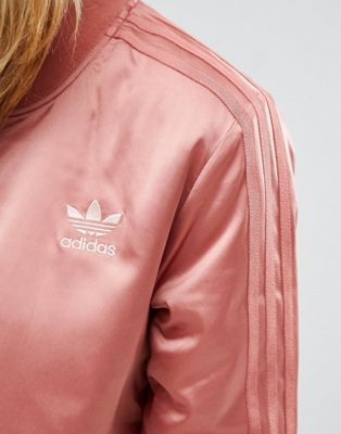 adidas pink satin bomber jacket