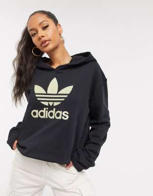 Black adidas hoodie hot sale with gold logo