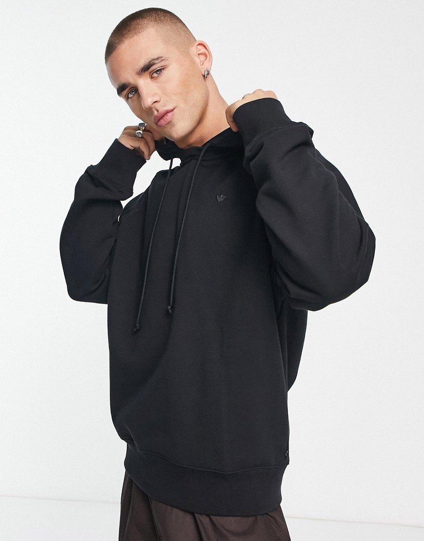 adidas Originals logo nylon hoodie in black