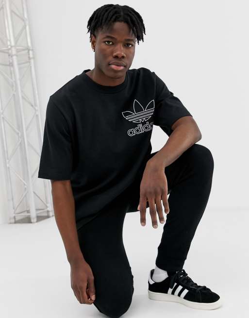 Adidas originals outline t-shirt in black sale