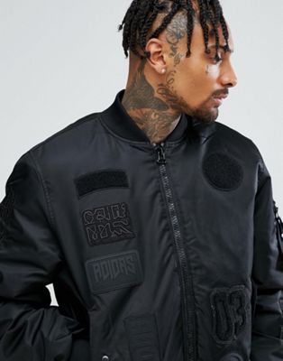 adidas logo padded bomber jacket
