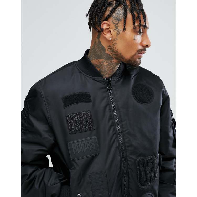 adidas Originals Logo Padded Patch Bomber Jacket In Black CD0781 |