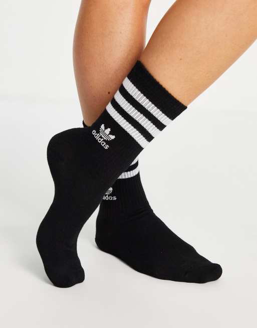 adidas Originals logo recycled crew socks in black