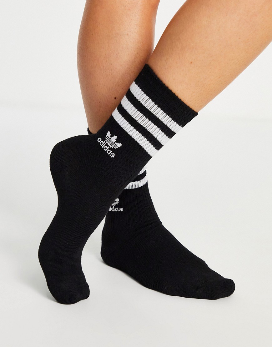 adidas Originals logo recycled crew socks in black