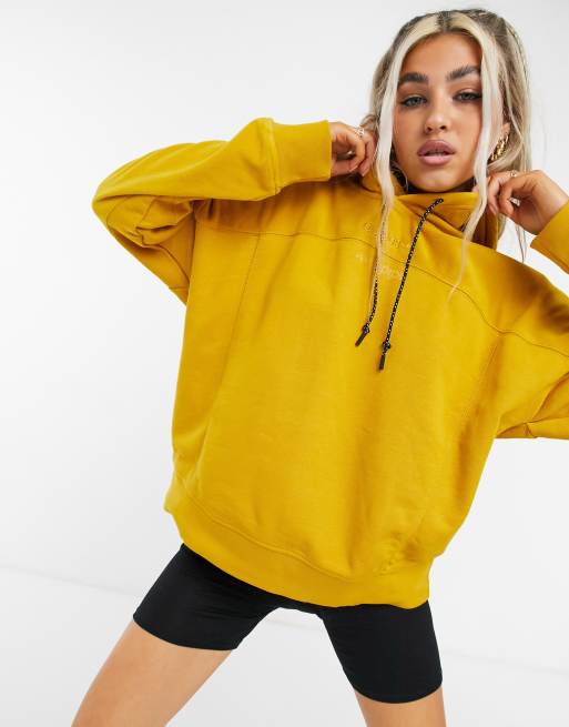 adidas Originals logo RYV fleece hoodie in mustard