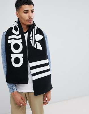 adidas originals trefoil logo scarf in black